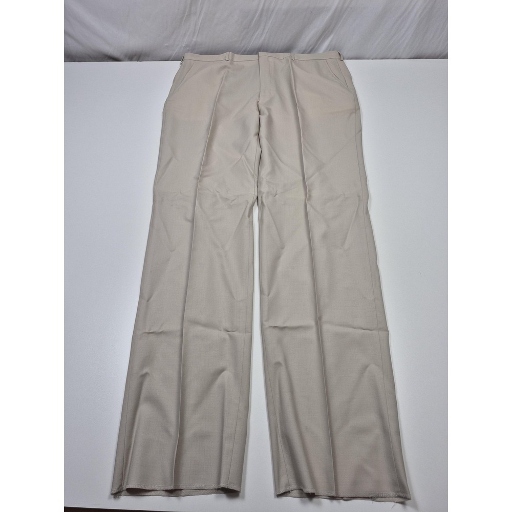 VTG Majer Dress Pants Mens 42x36 Beige Wool Flat Front Straight Super 100s NWT